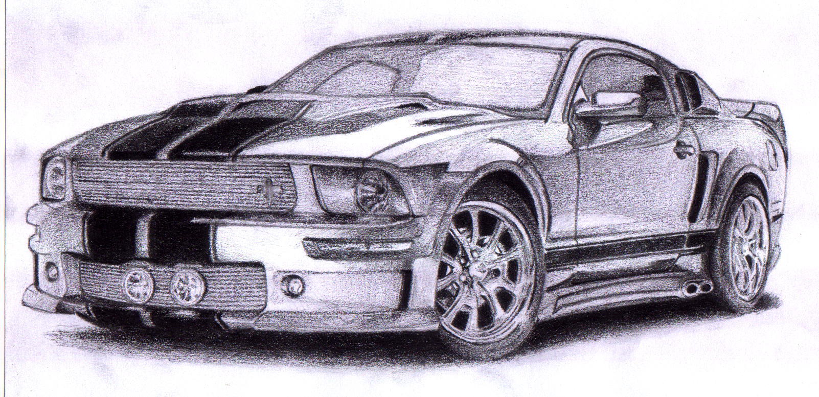 Форд Мустанг рисунок карандашом