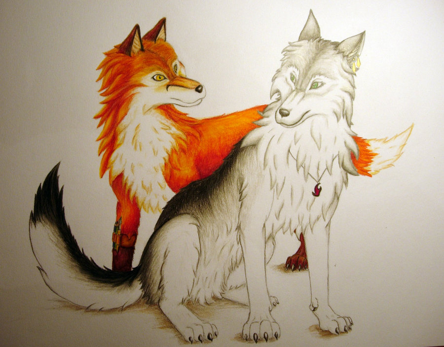 900x704 Wolf And Fox By Smopyaj.