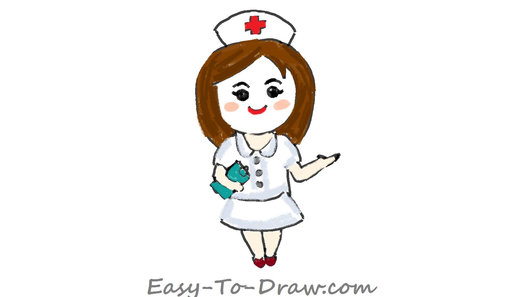 1687x950 How To Draw A Cartoon Registered Nurse With A Notebook In Hand.