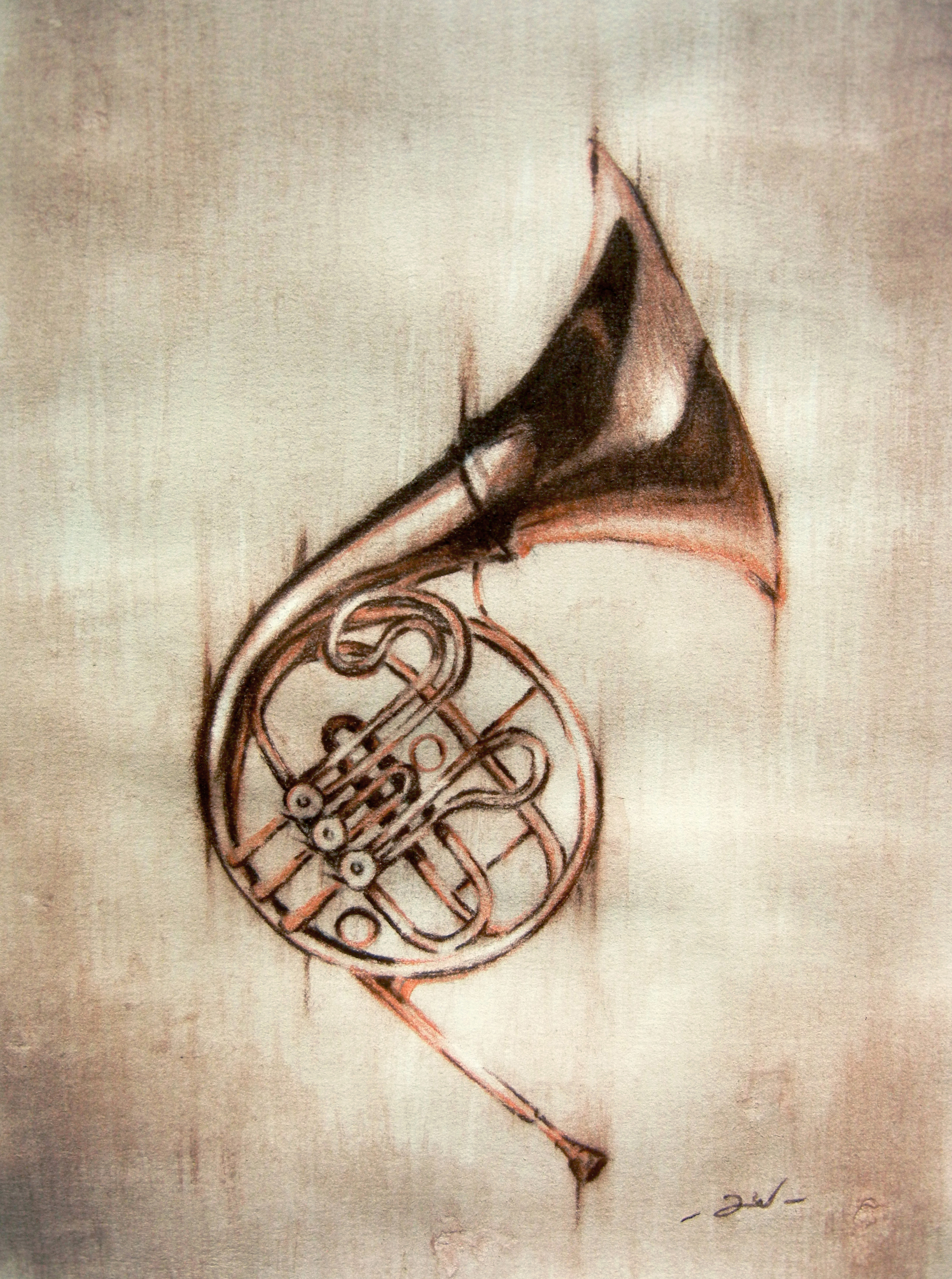 French Horn Drawing at GetDrawings | Free download