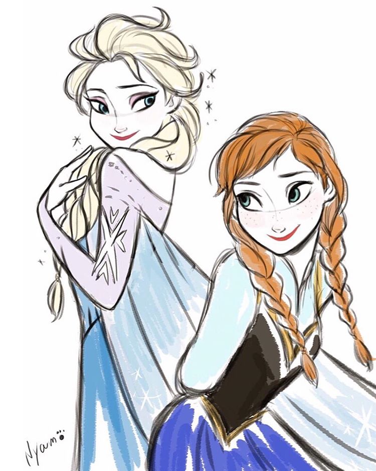 Frozen Anna And Elsa Drawing at GetDrawings Free download