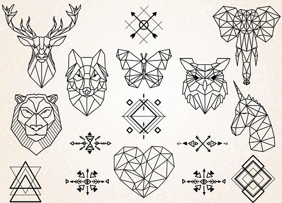 geometric animal drawings