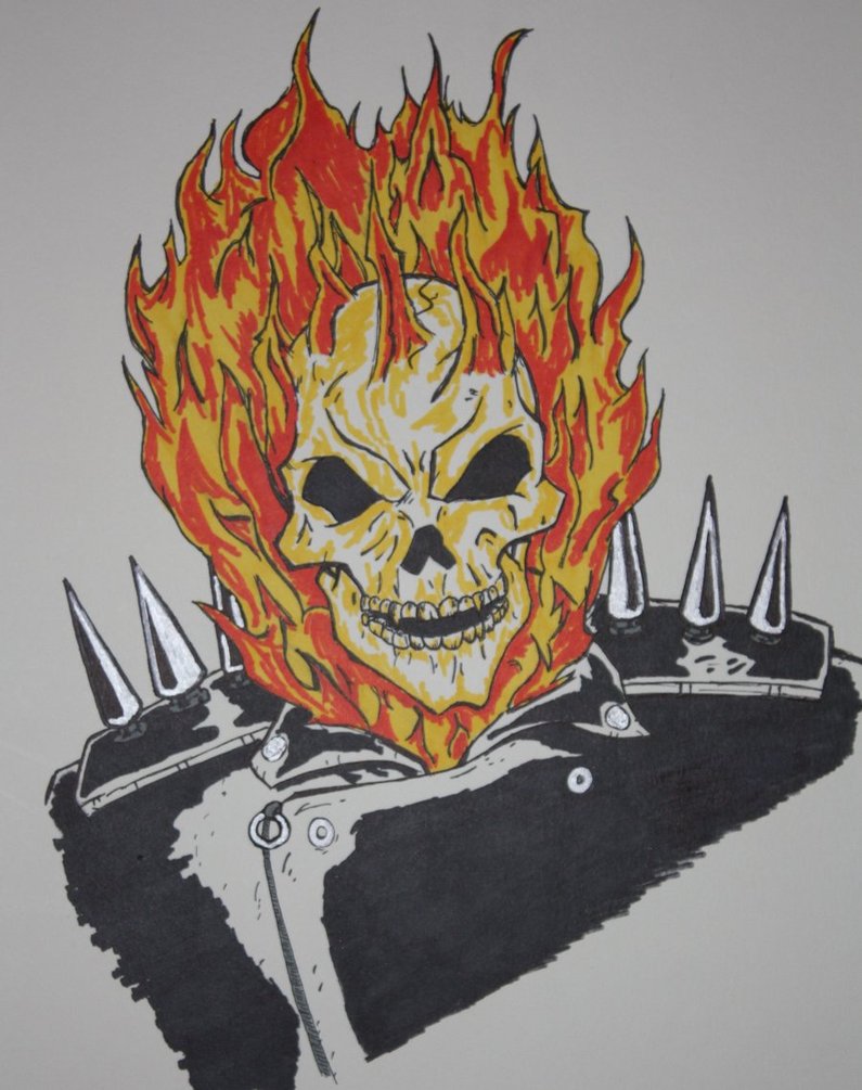 pencil sketch ghost rider drawing