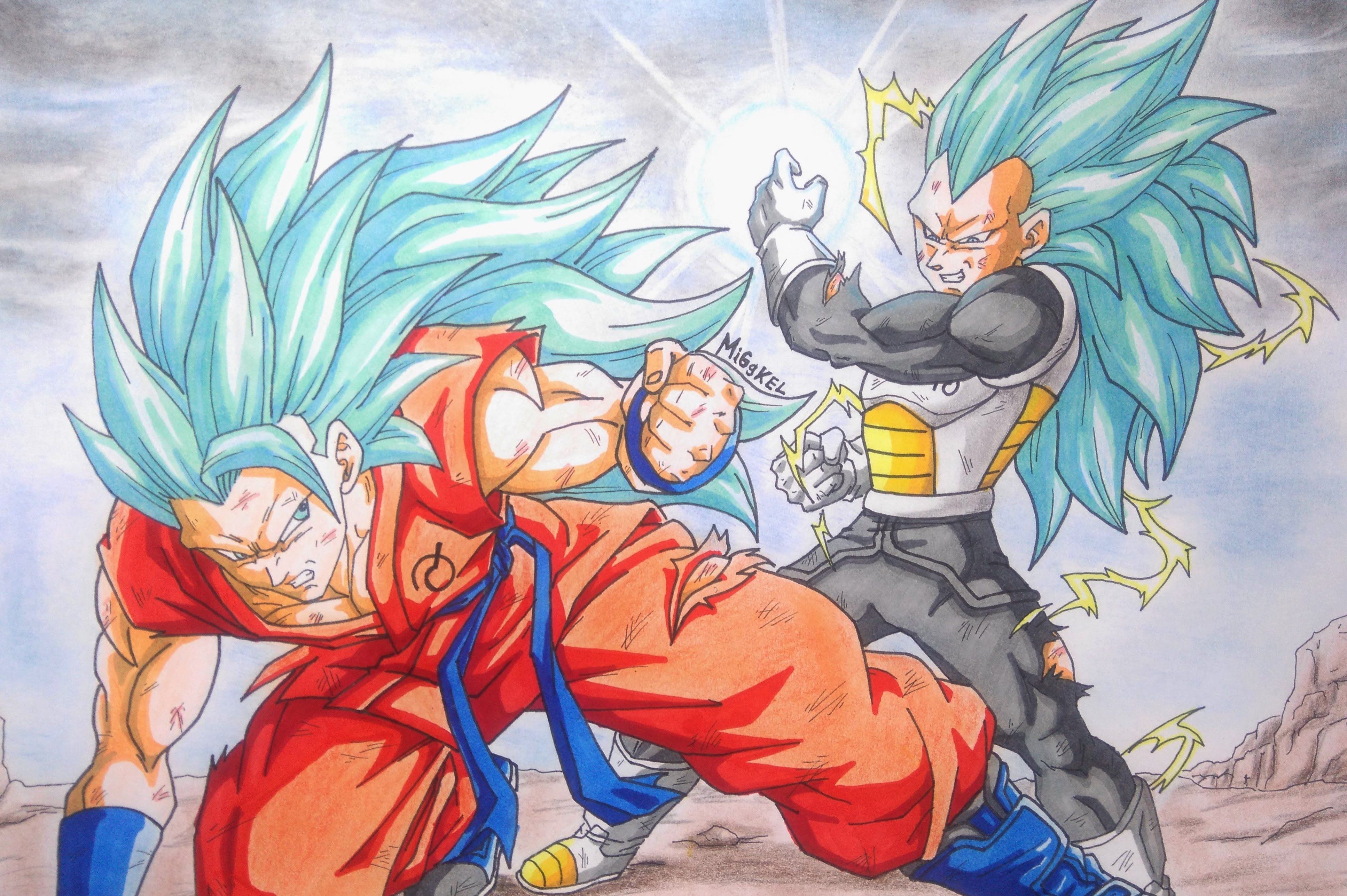 3869x2575 Como Dibujar A Goku Vs Vegeta Ssj God Ssj Fase 3. How To Draw Gok...