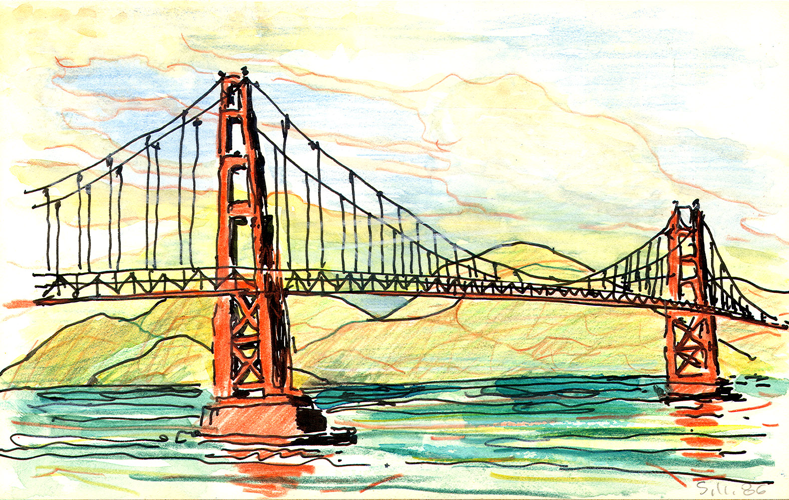 Golden Gate Bridge Drawing