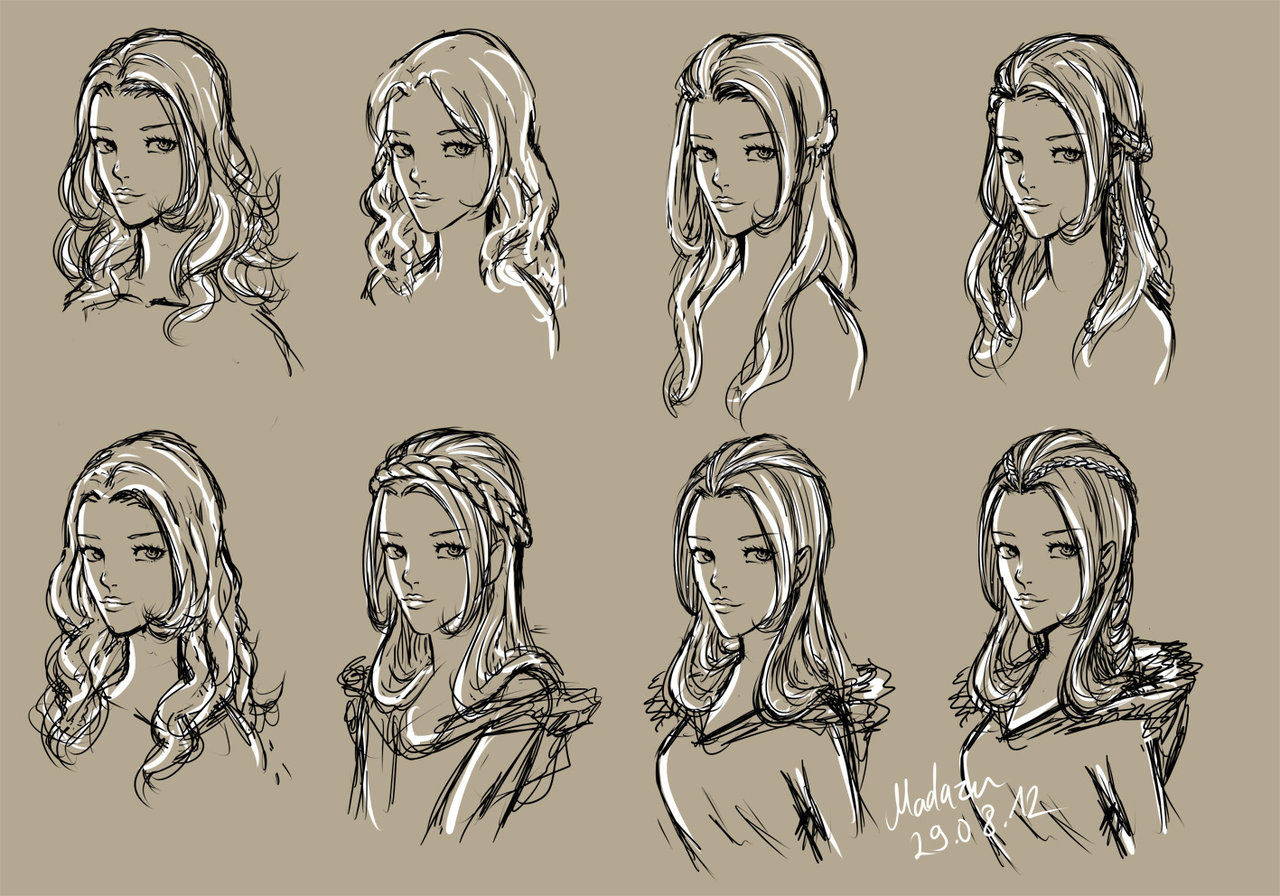 sketches of different hairstyles