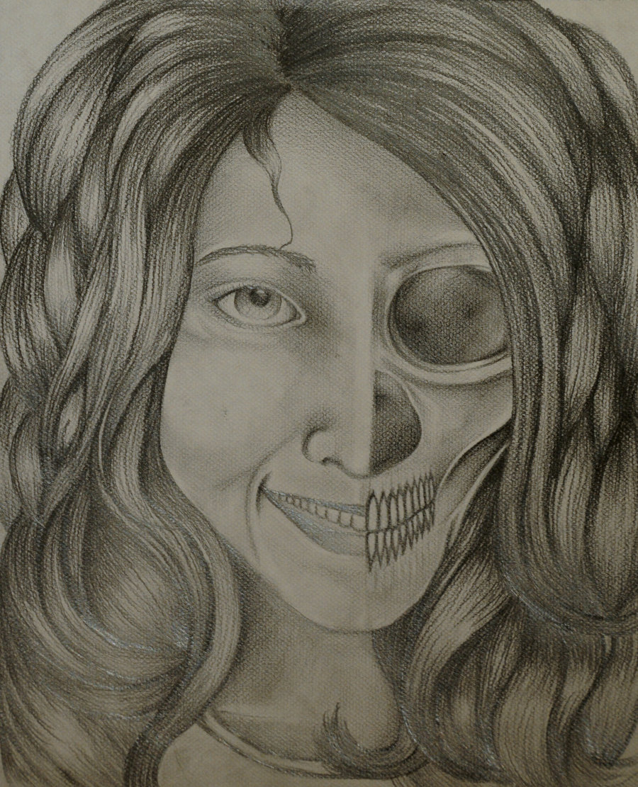 Half Girl Half Skull Drawing at GetDrawings | Free download