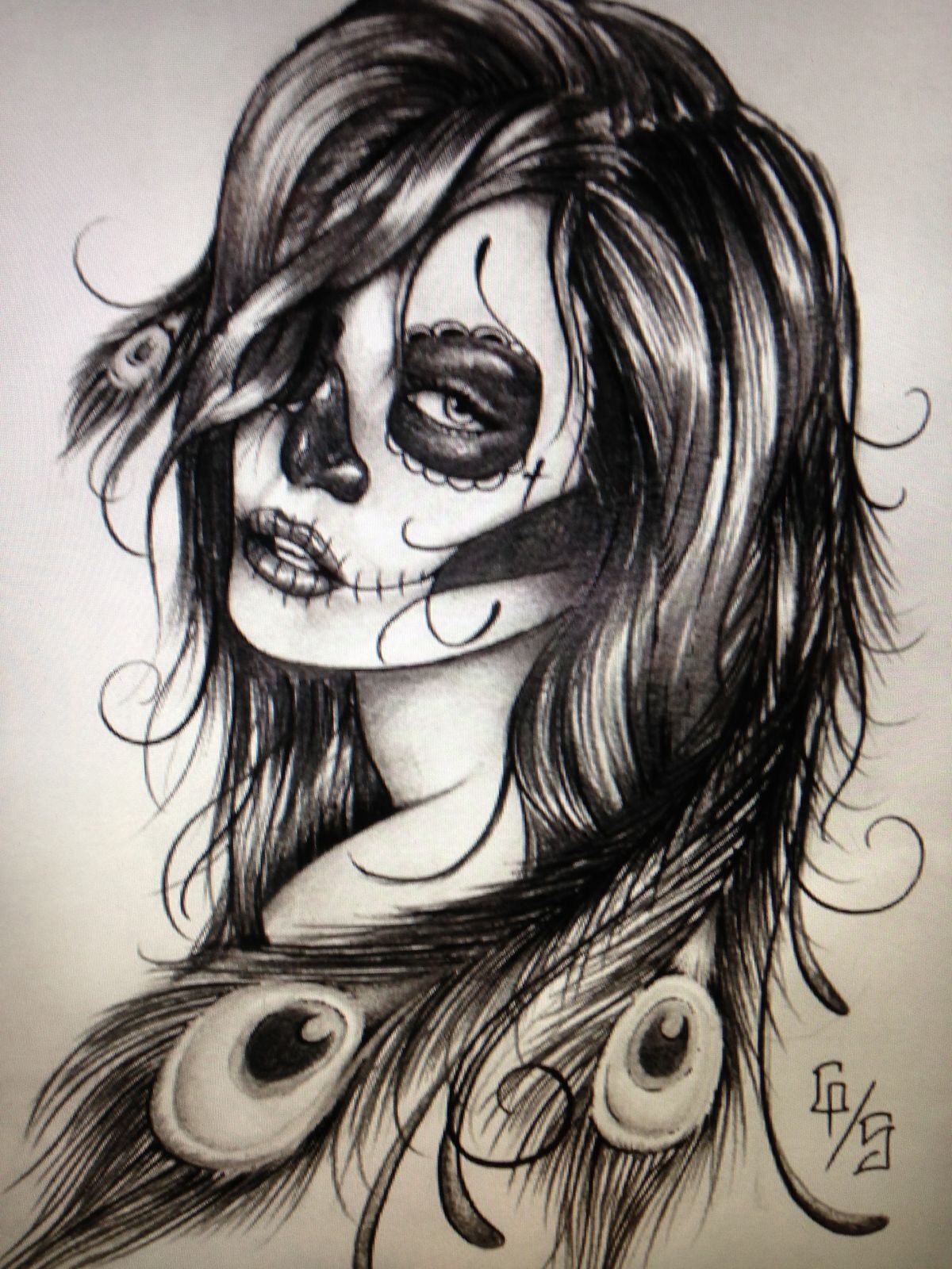 Half Girl Half Skull Drawing at GetDrawings Free download