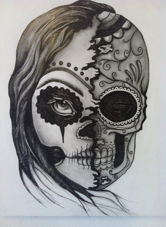 Half Skull Face Drawing at GetDrawings | Free download