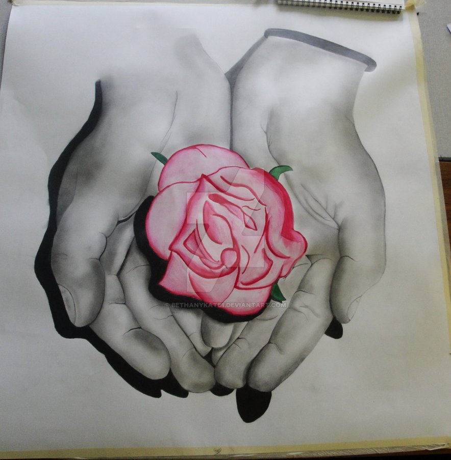 Hand Holding A Rose Drawing at GetDrawings Free download