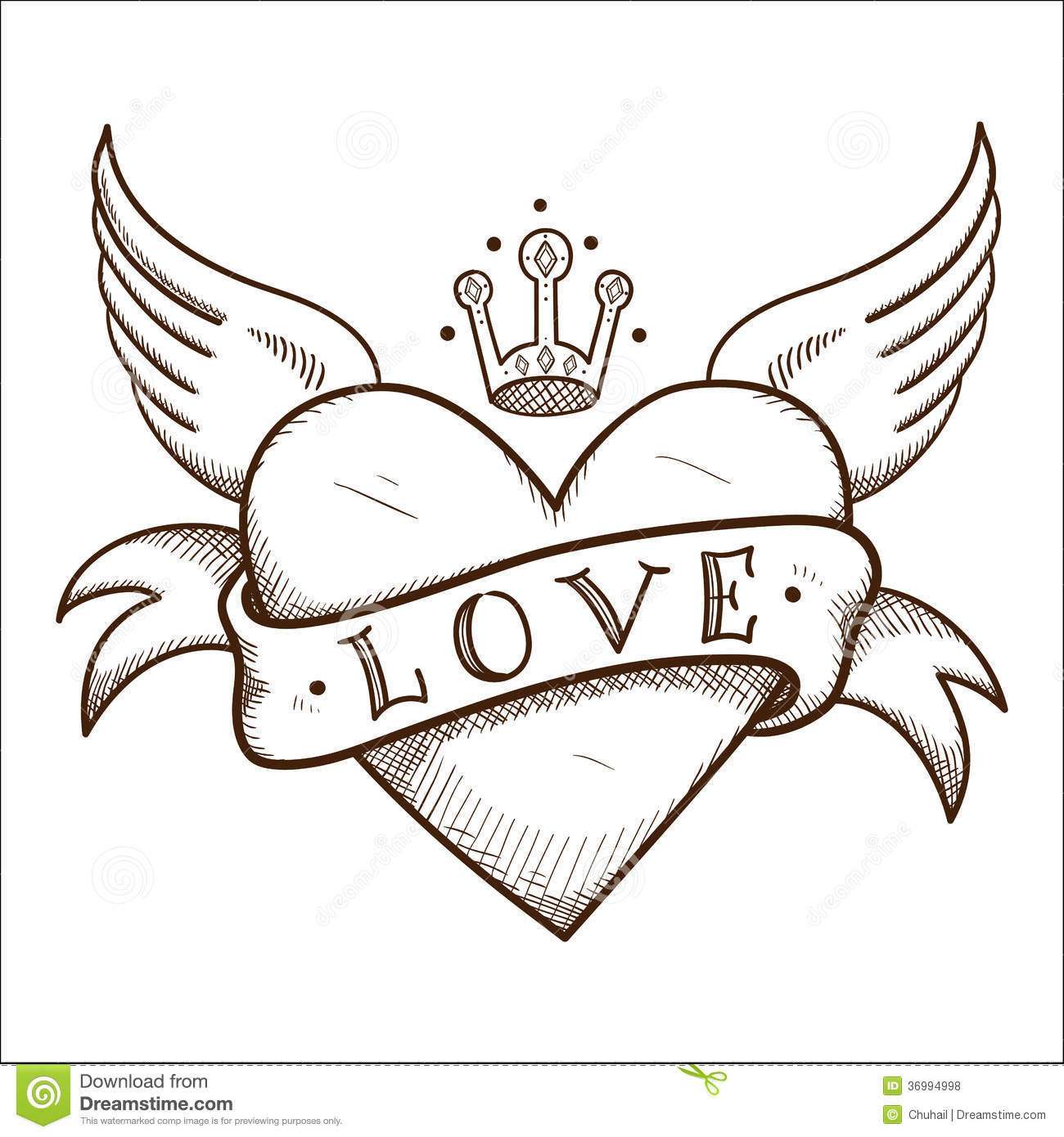 Albums 98+ Images pencil drawings of hearts with wings and banners Stunning