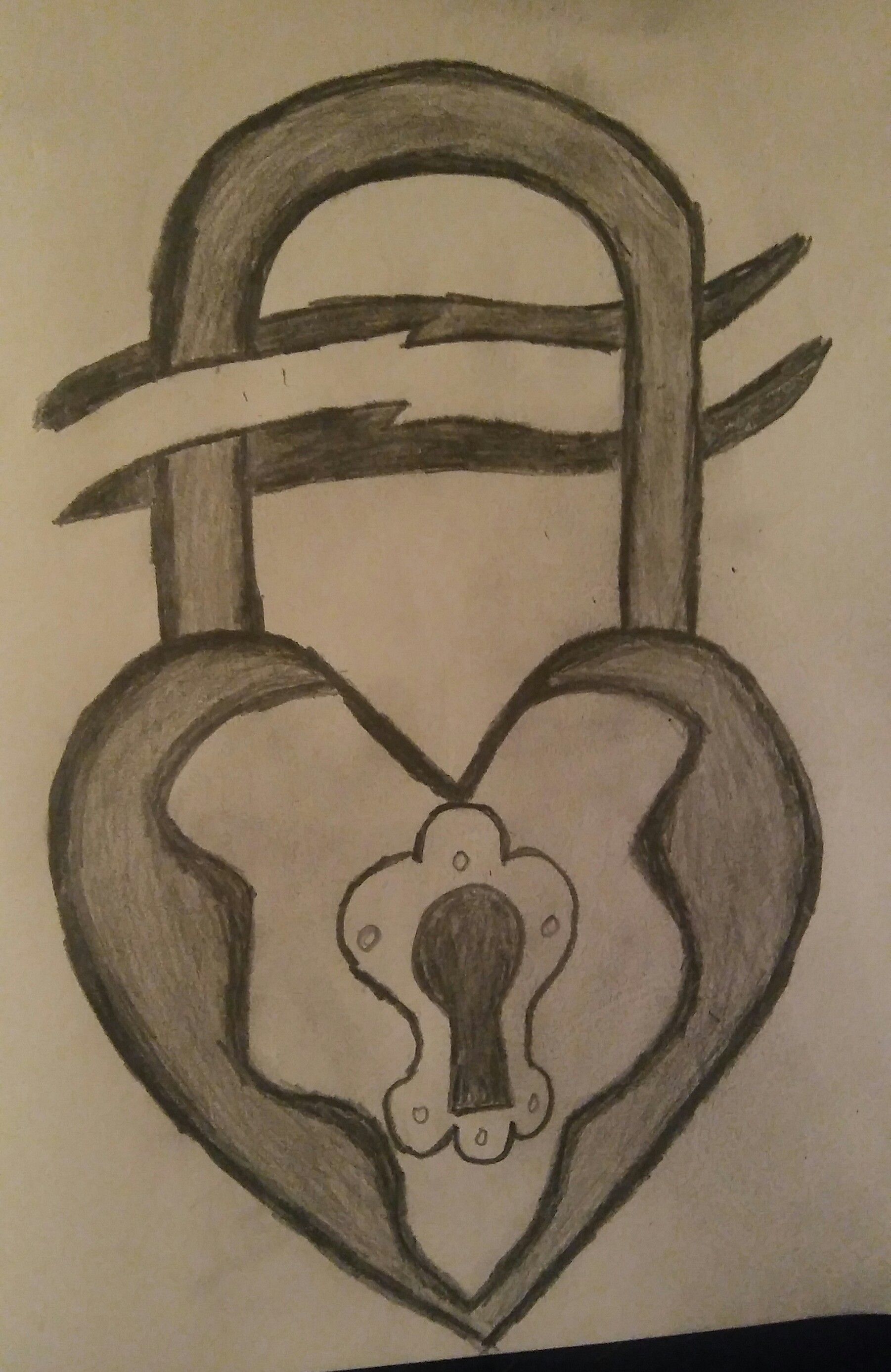 locked heart drawing