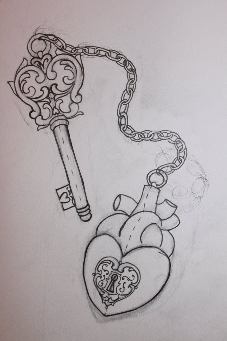 locked heart drawing