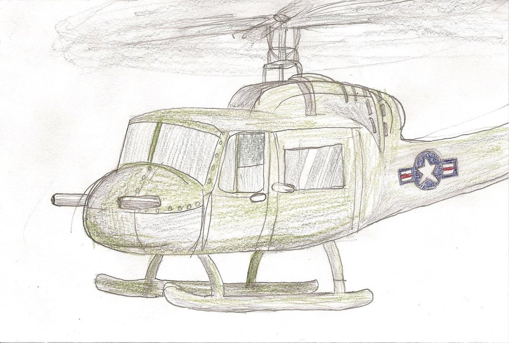 huey helicopter drawing