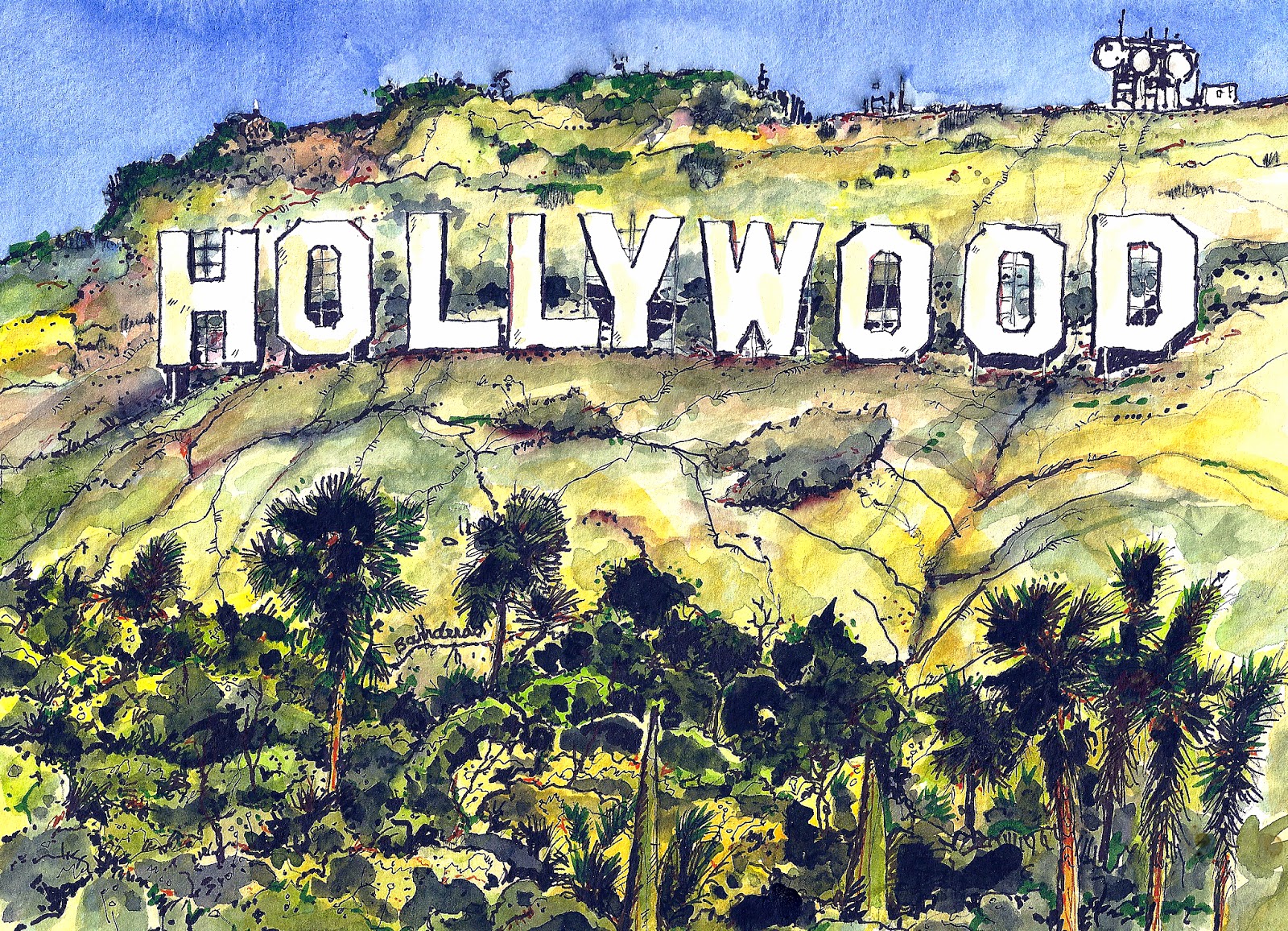 Hollywood Sign Drawing at GetDrawings Free download