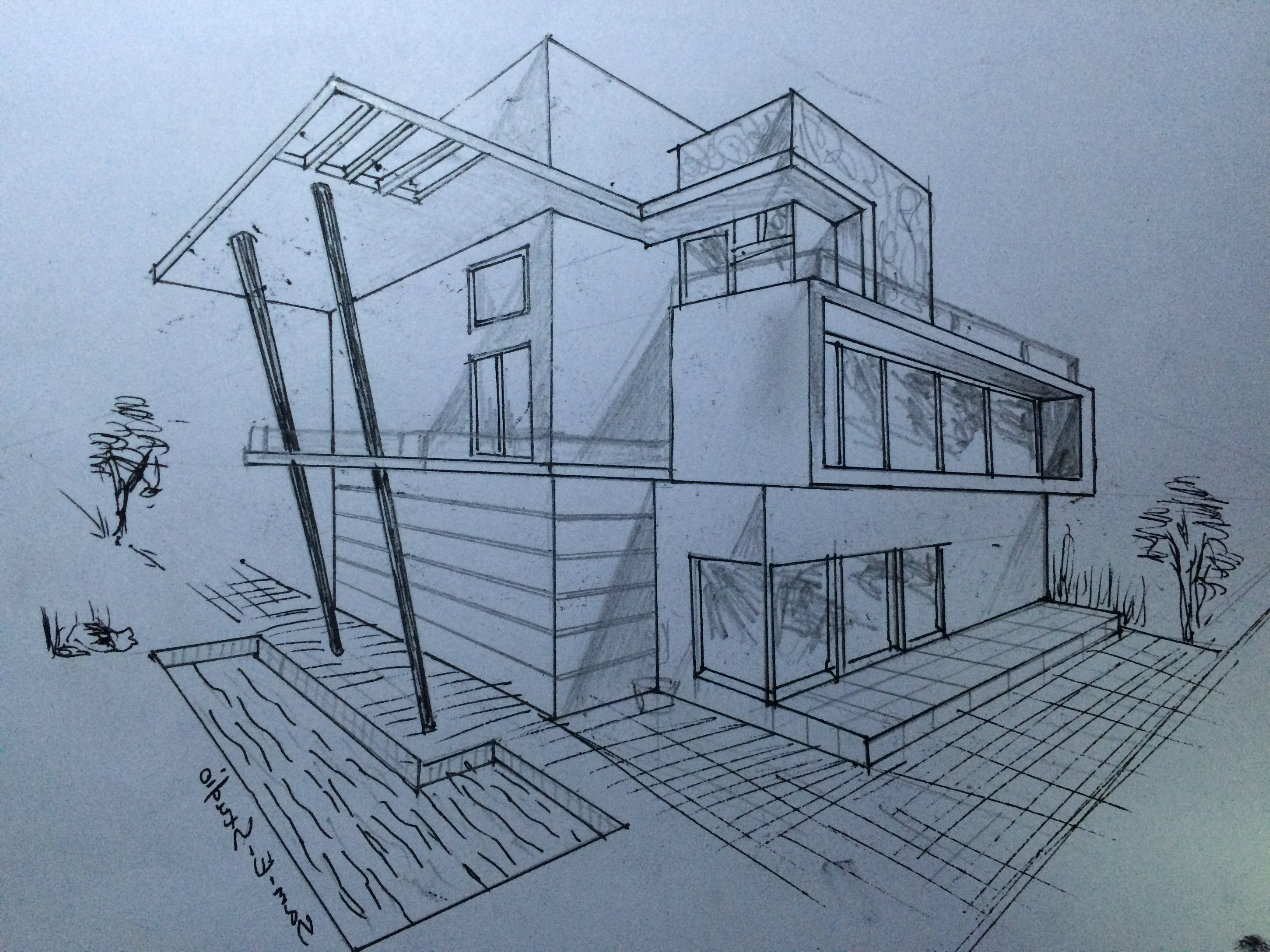 Architecture Sketch Easy Simple Modern House Drawing Miinullekko