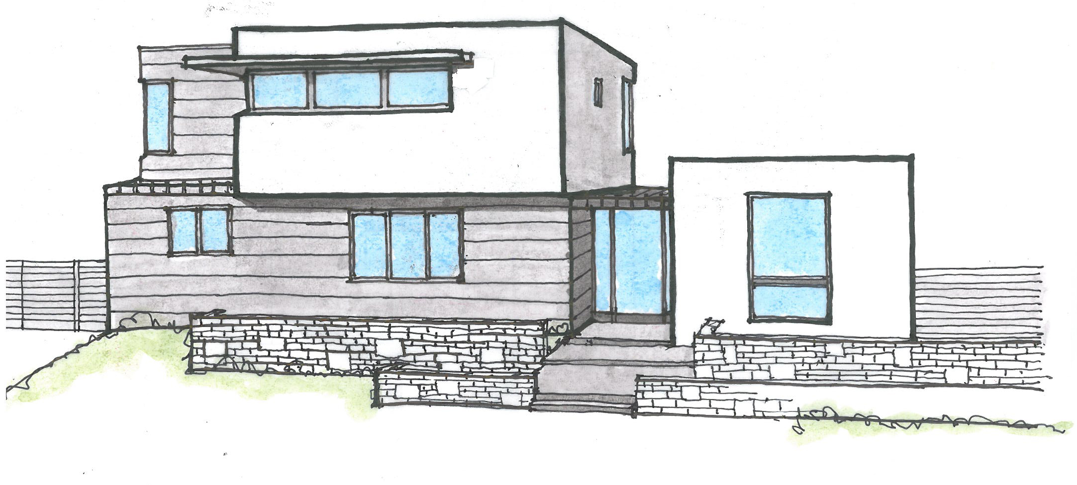 Simple Modern House Drawing Sketch - fairyecake