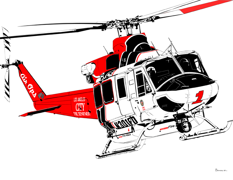 huey helicopter drawing