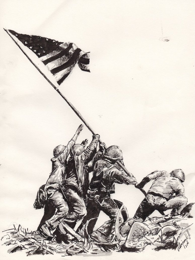 Iwo Jima Flag Raising Drawing at GetDrawings Free download