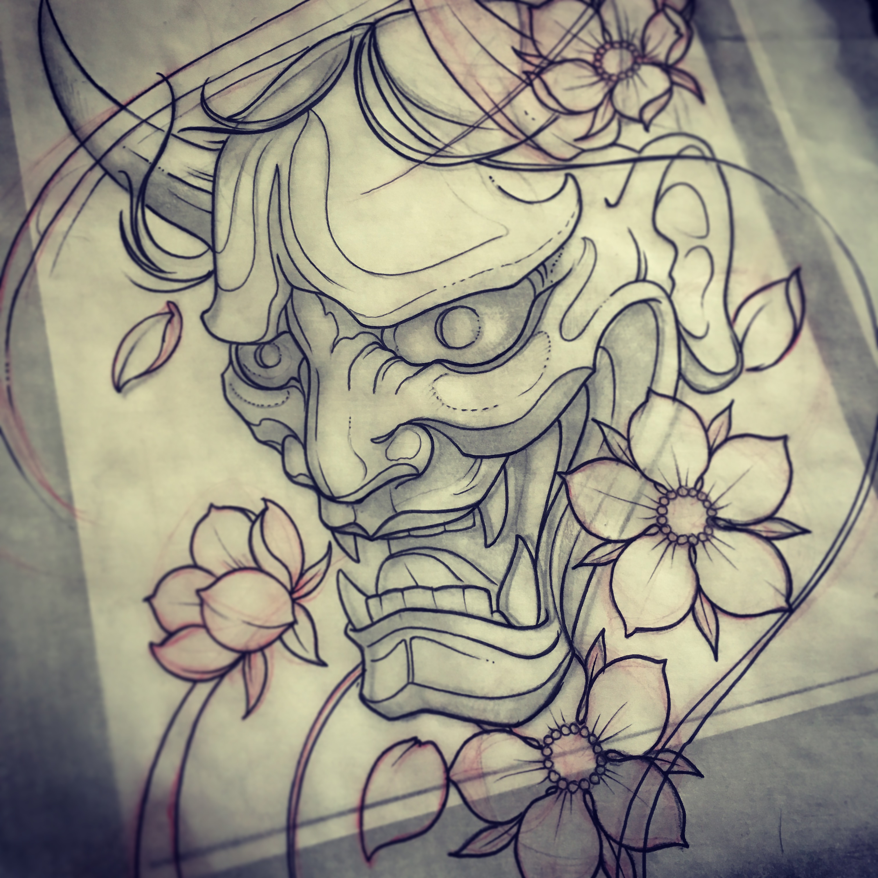 Japanese Demon Mask Drawing at GetDrawings Free download