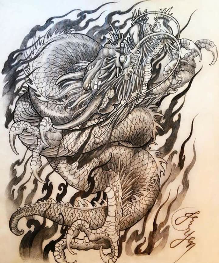 Japanese Dragon Drawing at GetDrawings | Free download