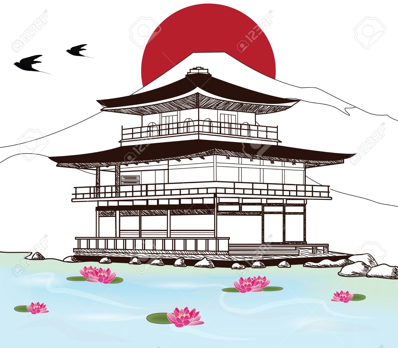 Japanese Pagoda Drawing at GetDrawings | Free download