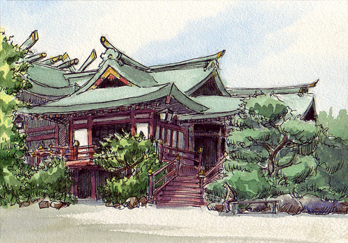 Japanese Temple Drawing at GetDrawings | Free download