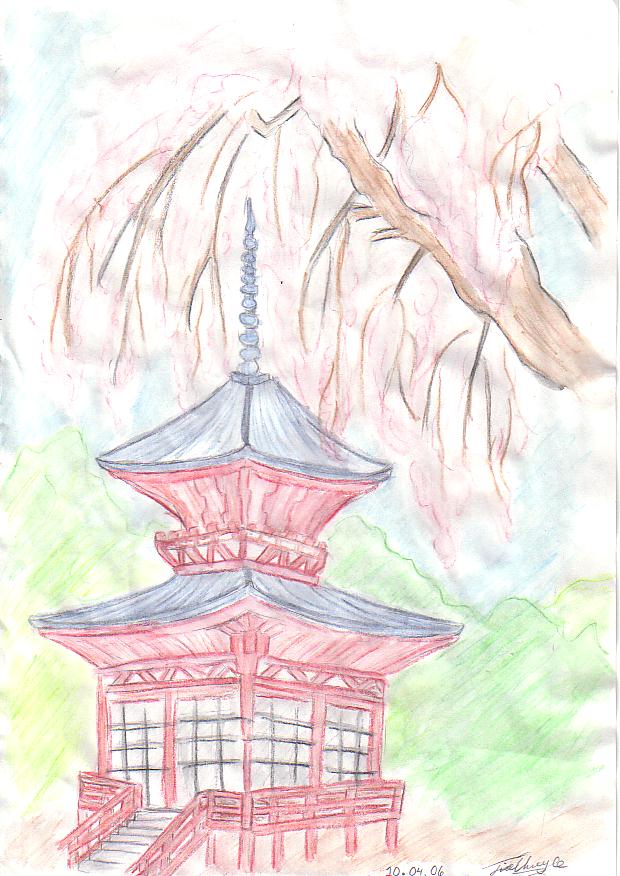 Japanese Temple Drawing at GetDrawings | Free download