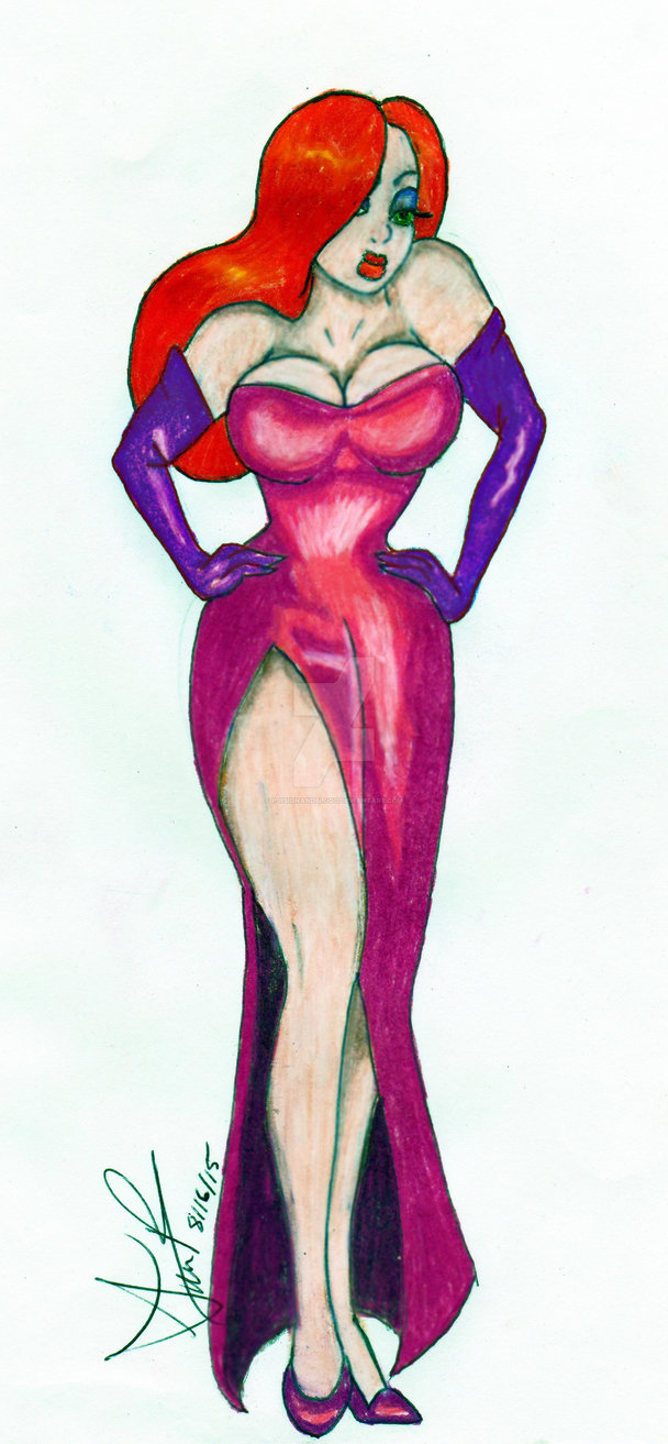 608x1313 Jessica Rabbit Colored Drawing By Poisionandblood.