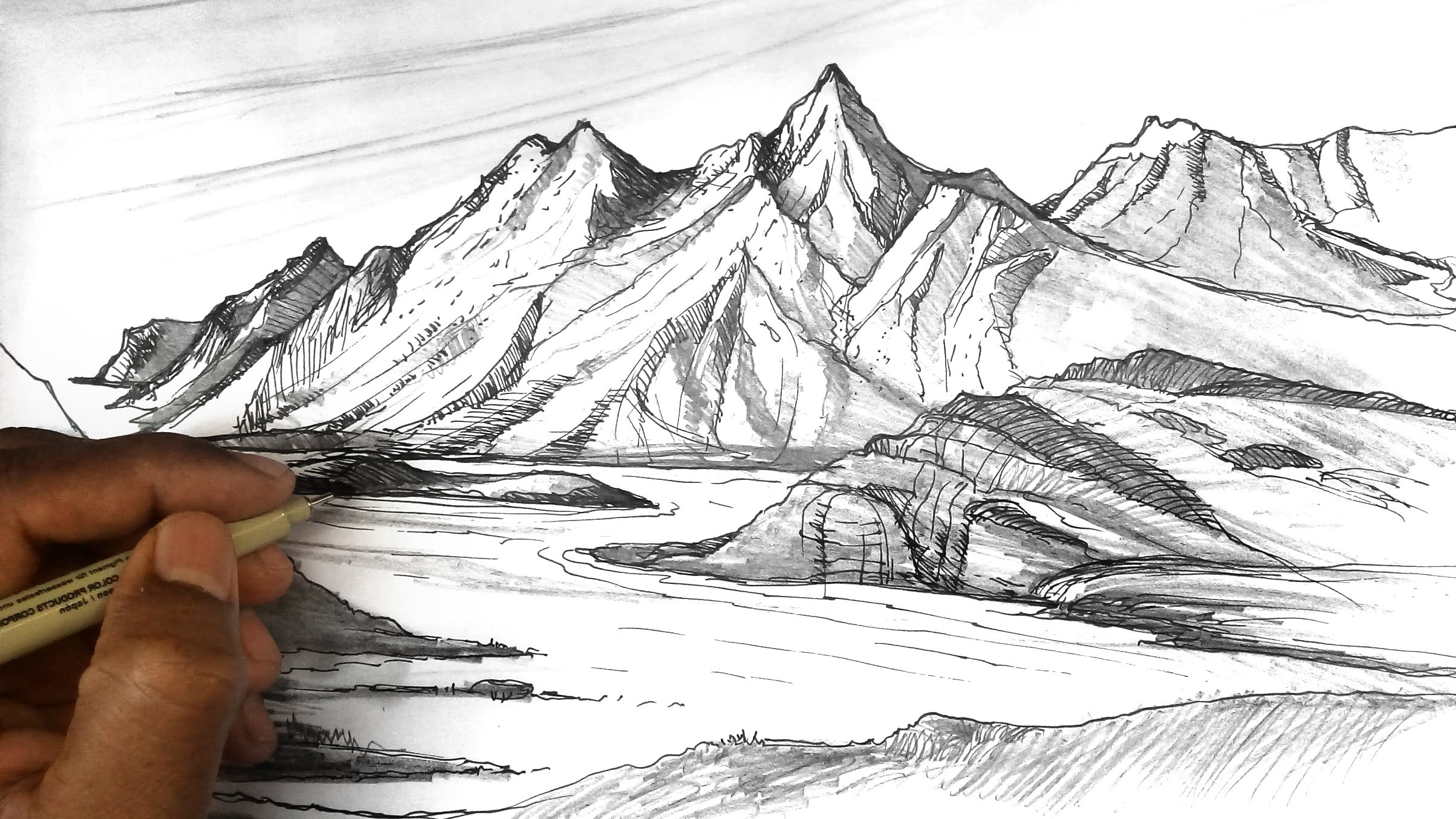 mountain sketch drawing