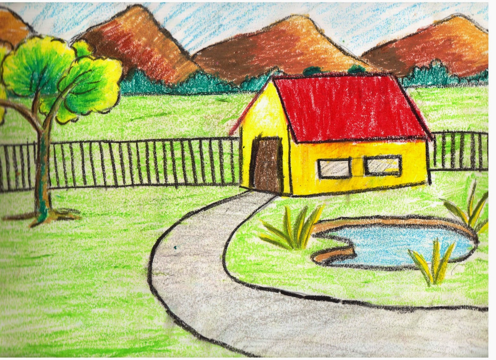 easy scenery drawing for kids