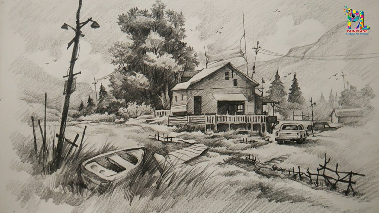 How to Draw with Charcoal Pencils - A Landscape Sketch