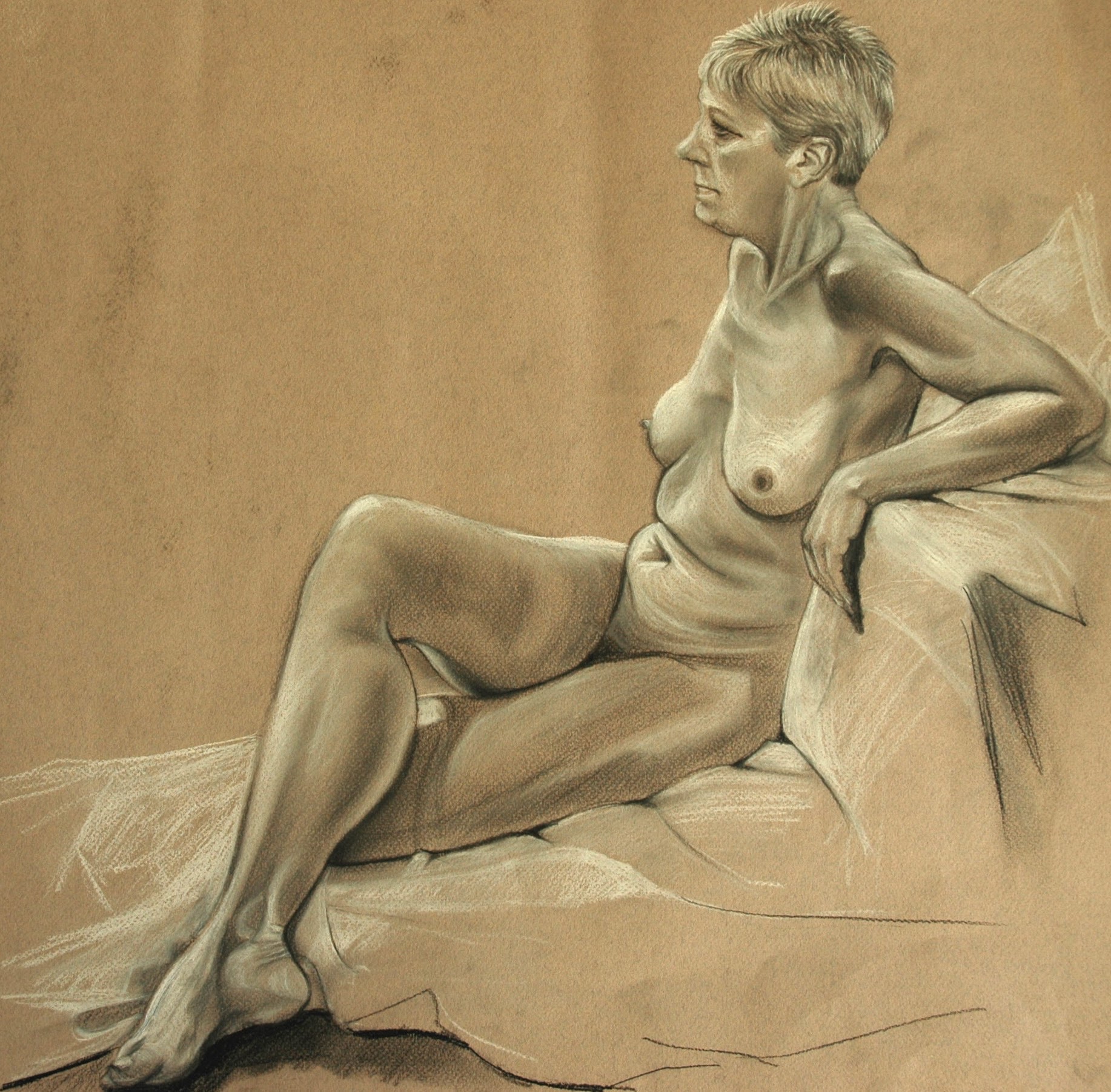 1834x1803 Lesley, Life Drawing, Charcoal Amp Chalk Original