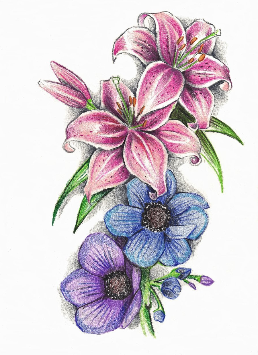 Lily Flower Tattoo Drawing at GetDrawings | Free download