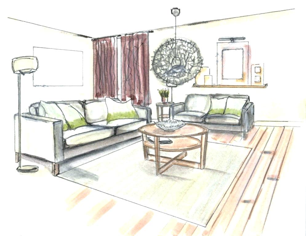 Simple Living Room Drawing For Kids : How To Draw A Living Room For