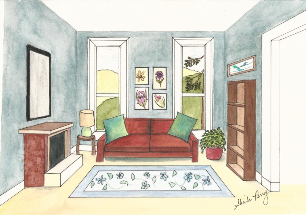 drawings of a living room