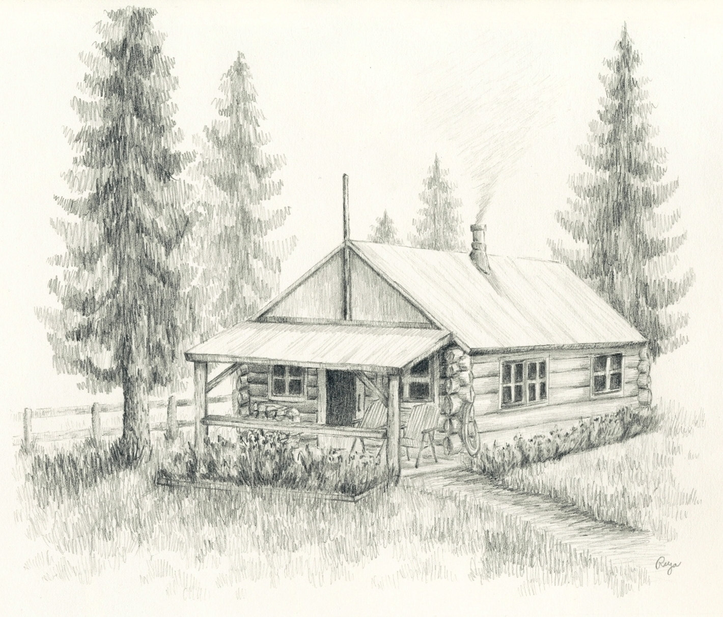 Log Cabin Drawing at GetDrawings | Free download