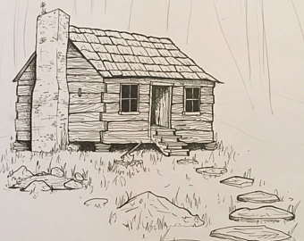 log cabin sketch easy