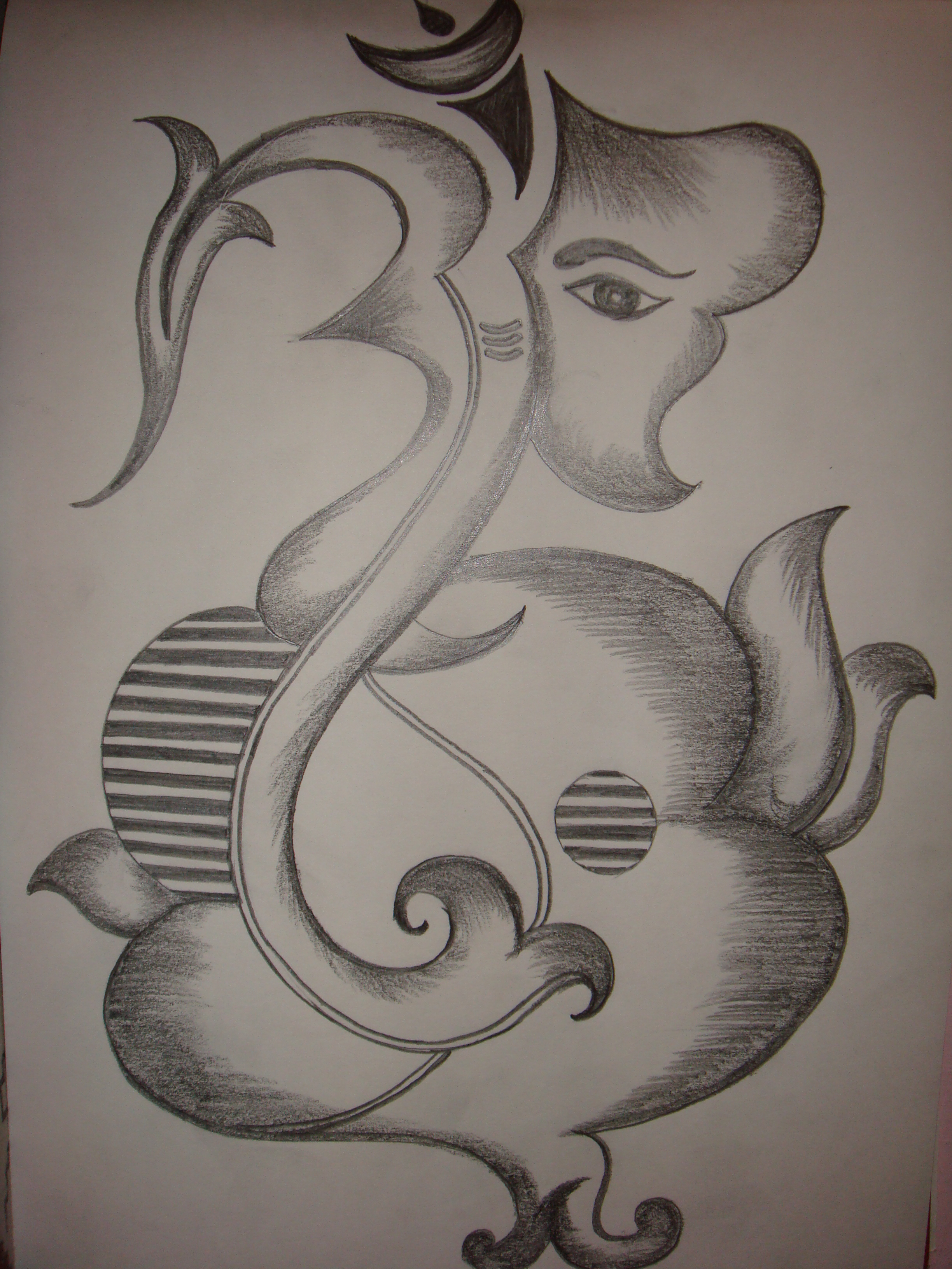 Simple Pencil Sketch of Ganesha