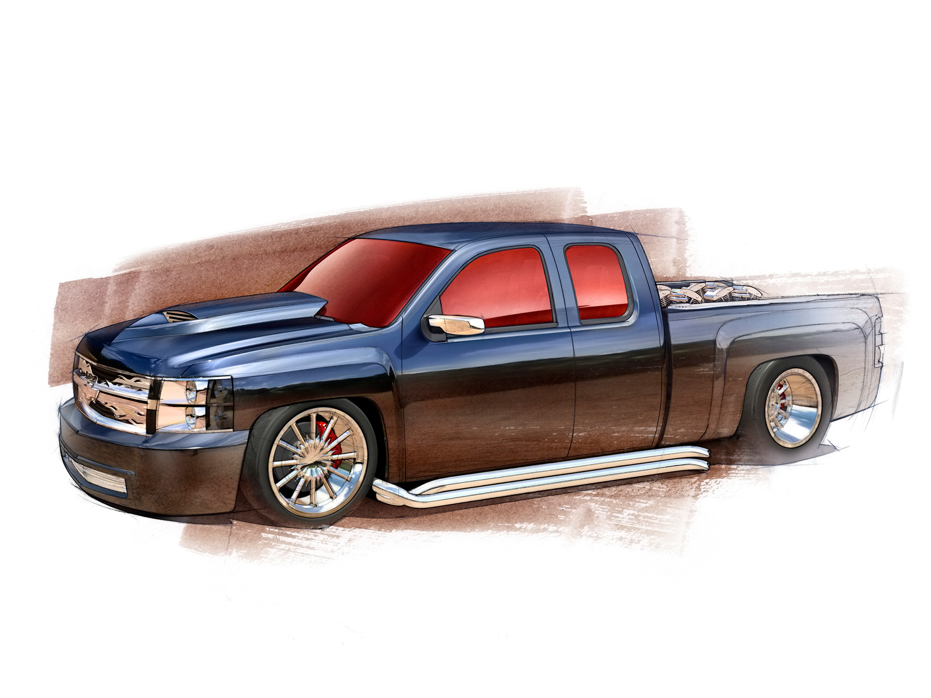 Lowrider Truck Drawing at GetDrawings Free download
