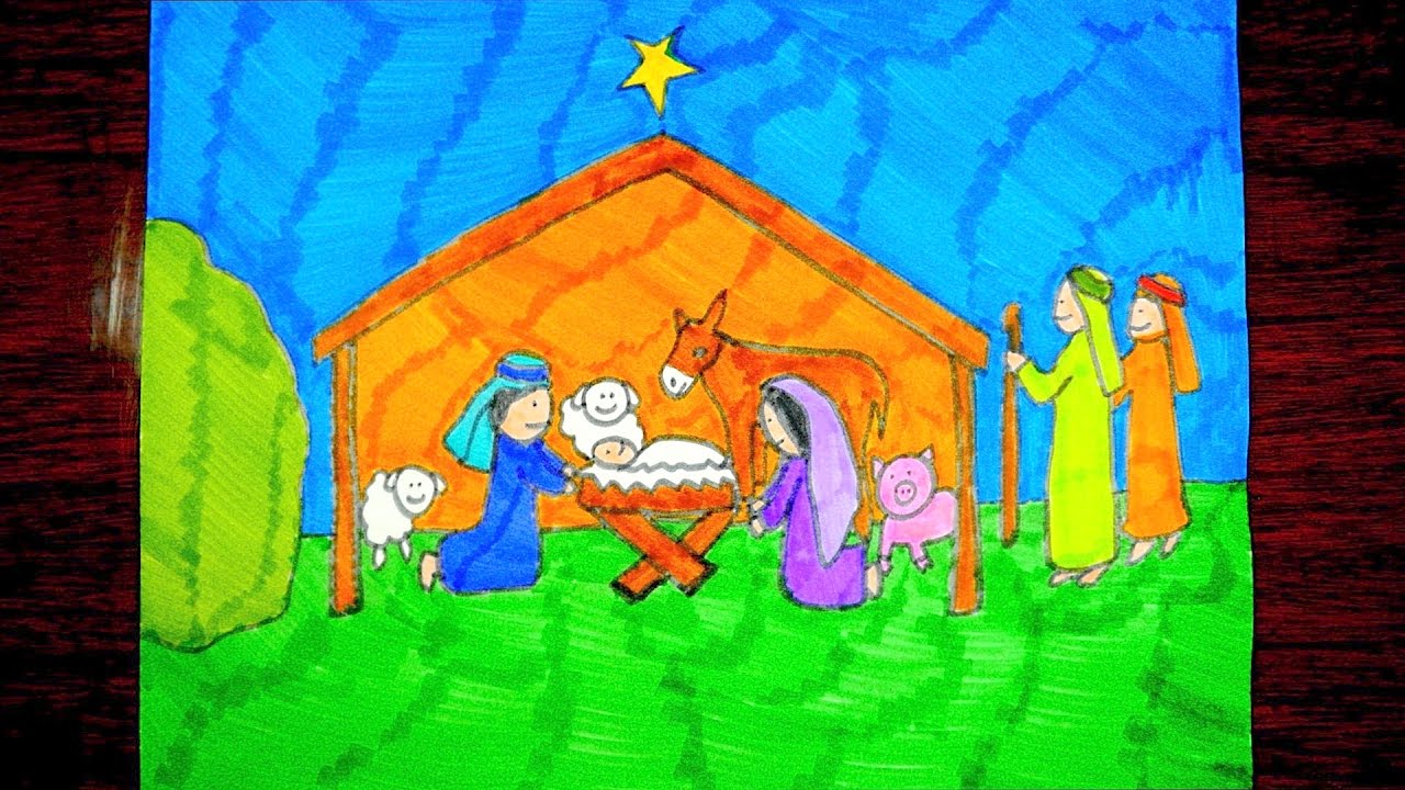 Manger Scene Drawing at GetDrawings | Free download