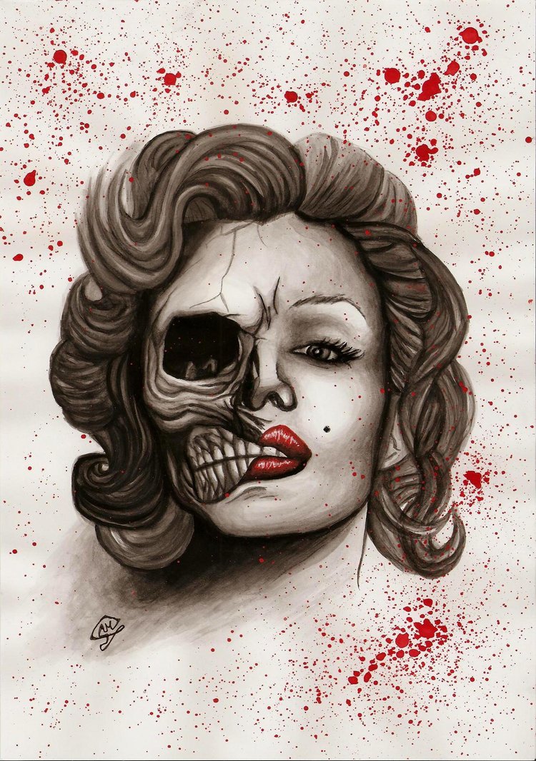 Marilyn monroe half skull face