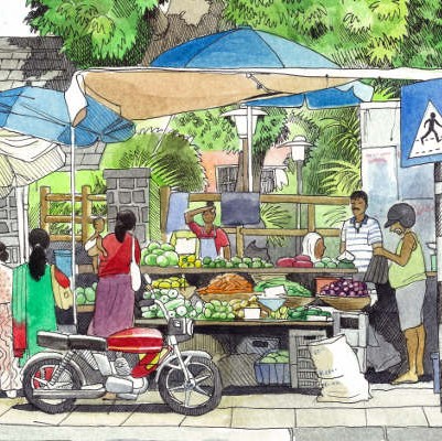 Vegetable Market Scene Market Drawing Easy - bmp-dome