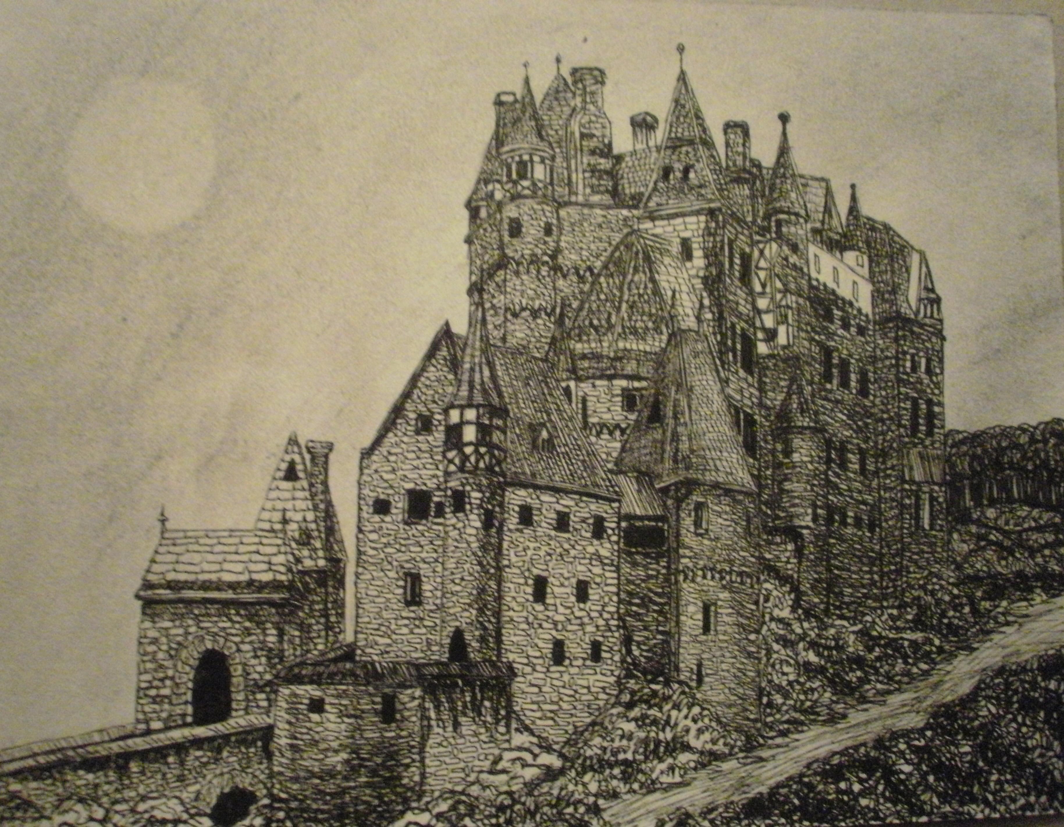 Realistic Medieval Castle Drawing