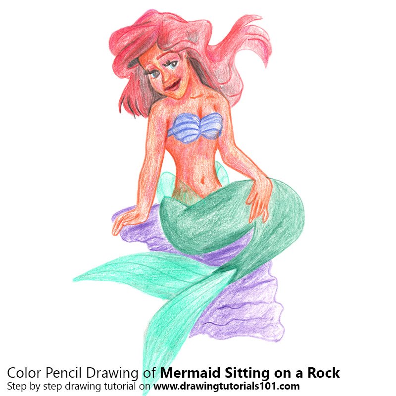 Mermaid Sitting On A Rock Drawing at GetDrawings | Free download