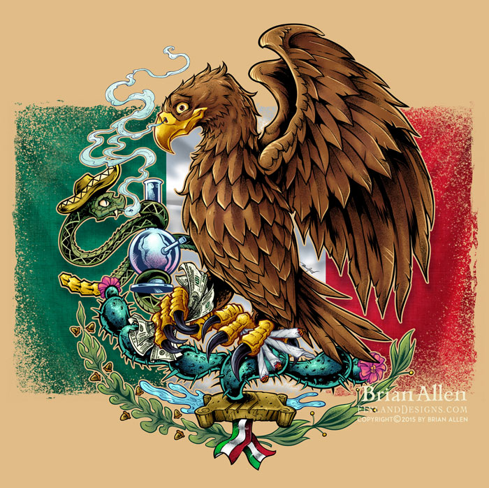 Mexican Flag Eagle Drawing at GetDrawings | Free download
