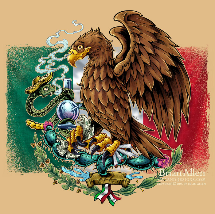 Mexican Flag Eagle Drawing At GetDrawings | Free Download