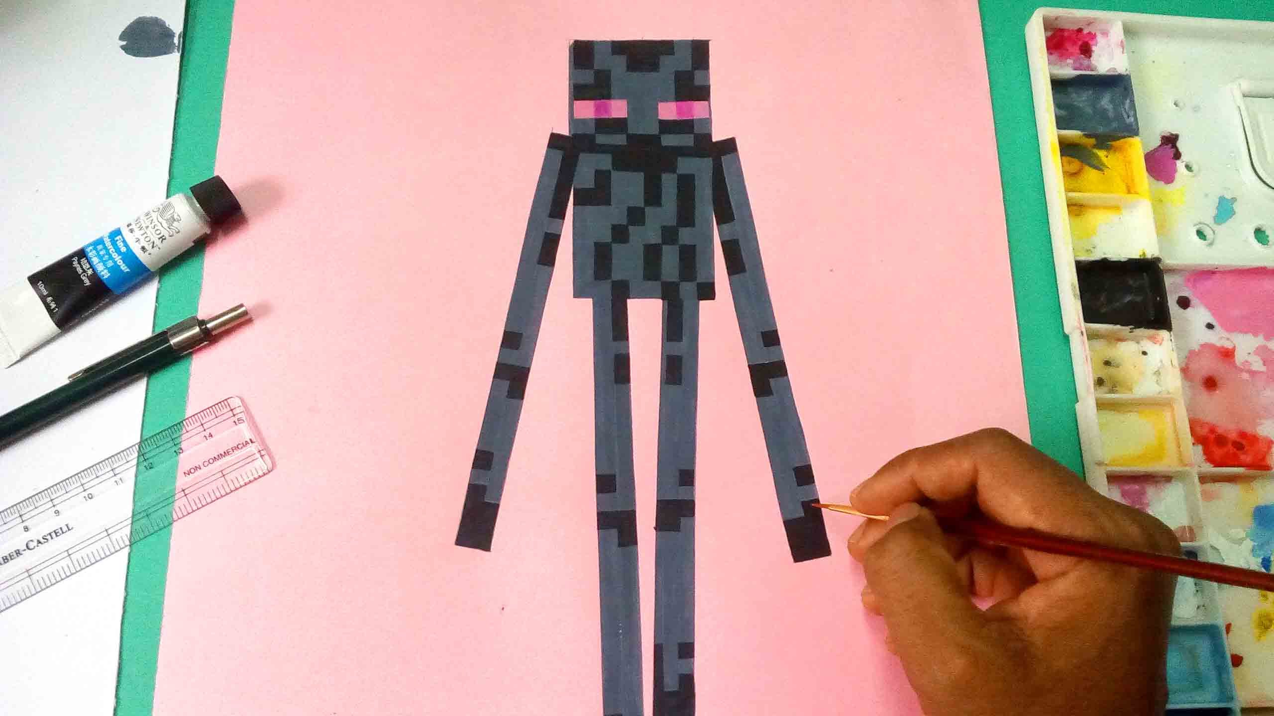 How To Draw Enderman From Minecraft Really Easy Drawi