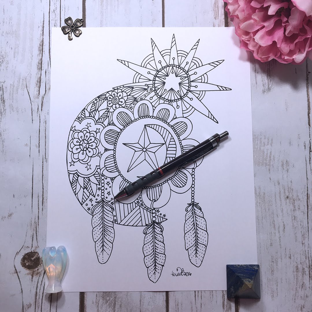 Moon Dreamcatcher Drawing at GetDrawings Free download