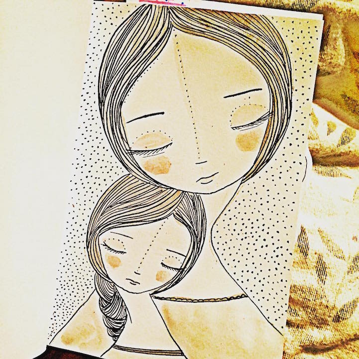 Mother And Daughter Drawing at GetDrawings | Free download